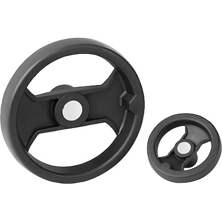 Handwheel, 2-spoke Plastic, Dia. 252, Bore 24, Key 8 Mm. No Grip.